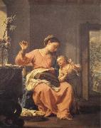 Francesco Trevisani Madonna Sewing with Child Sweden oil painting artist